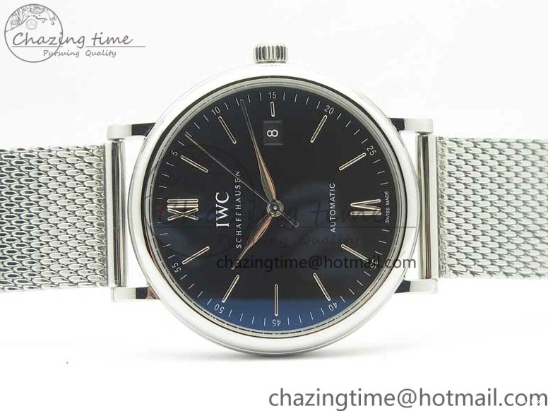 MIROTIME 0225 FastDry Portofino IW356501 SS V3 MK 1:1 Best Edition Black Dial On SS Mesh Bracelet MIYOTA 7195